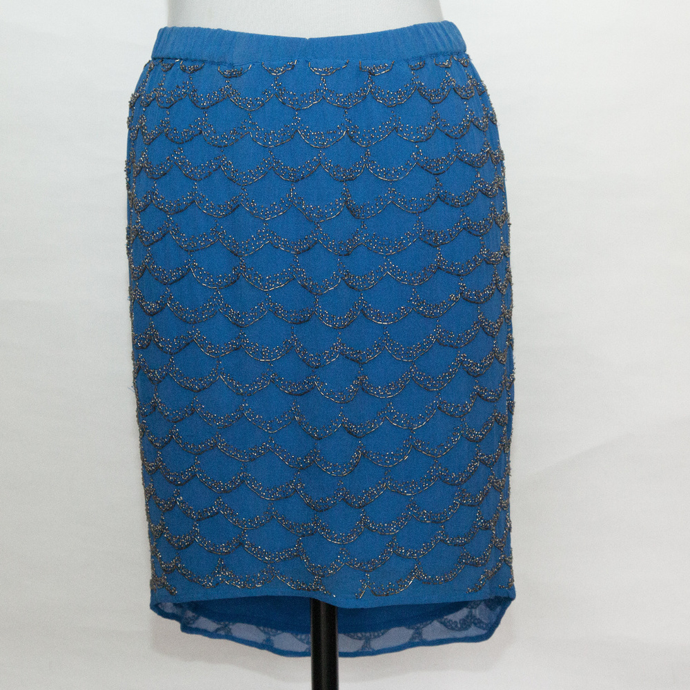 Joie Blue Merona Beaded Skirt XS NWT